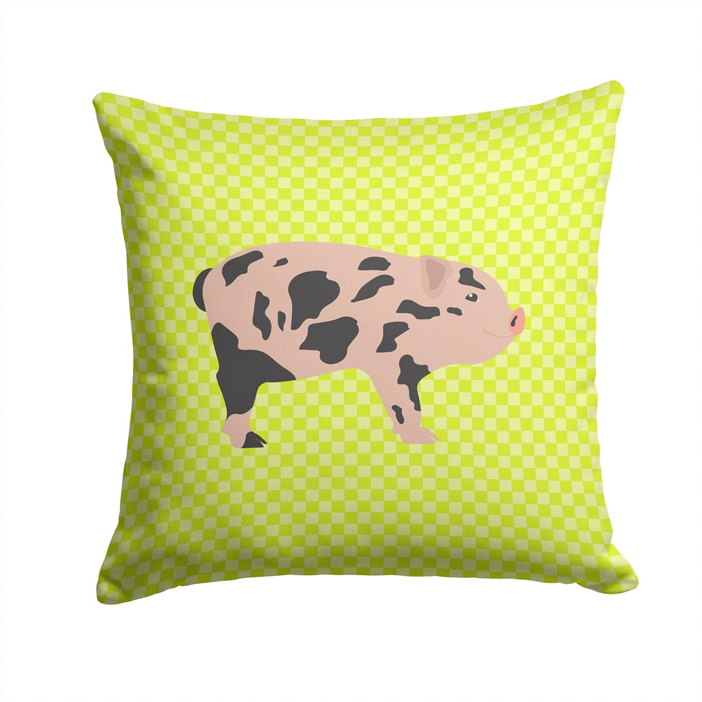 Mini Miniature Pig Green Decorative Throw Pillow 14x14 Indoor Outdoor Accent Cushion, Fabric Cover with Insert for Sofa, Bed, Porch & Living Room