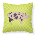Mini Miniature Pig Green Decorative Throw Pillow 18x18 Indoor Outdoor Accent Cushion, Fabric Cover with Insert for Sofa, Bed, Porch & Living Room