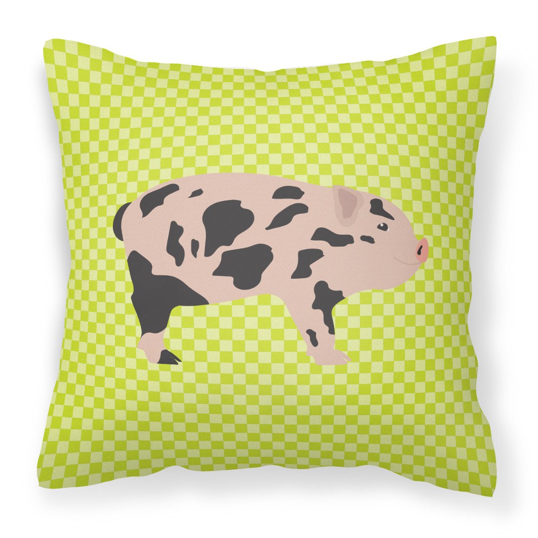 Mini Miniature Pig Green Decorative Throw Pillow 18x18 Indoor Outdoor Accent Cushion, Fabric Cover with Insert for Sofa, Bed, Porch & Living Room