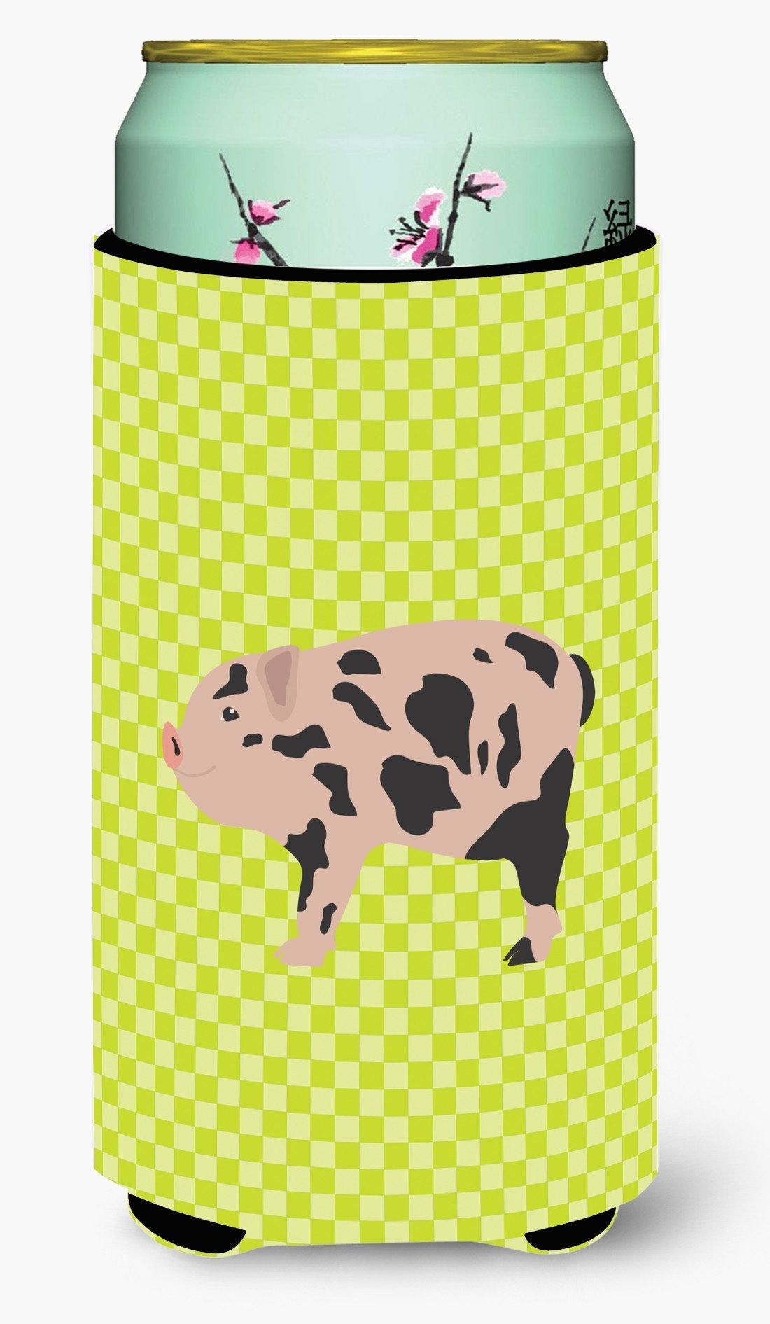Mini Miniature Pig Green Tall Boy Hugger Can Cooler Sleeve Machine Washable Drink Collapsible Insulator Beverage Insulated Holder
