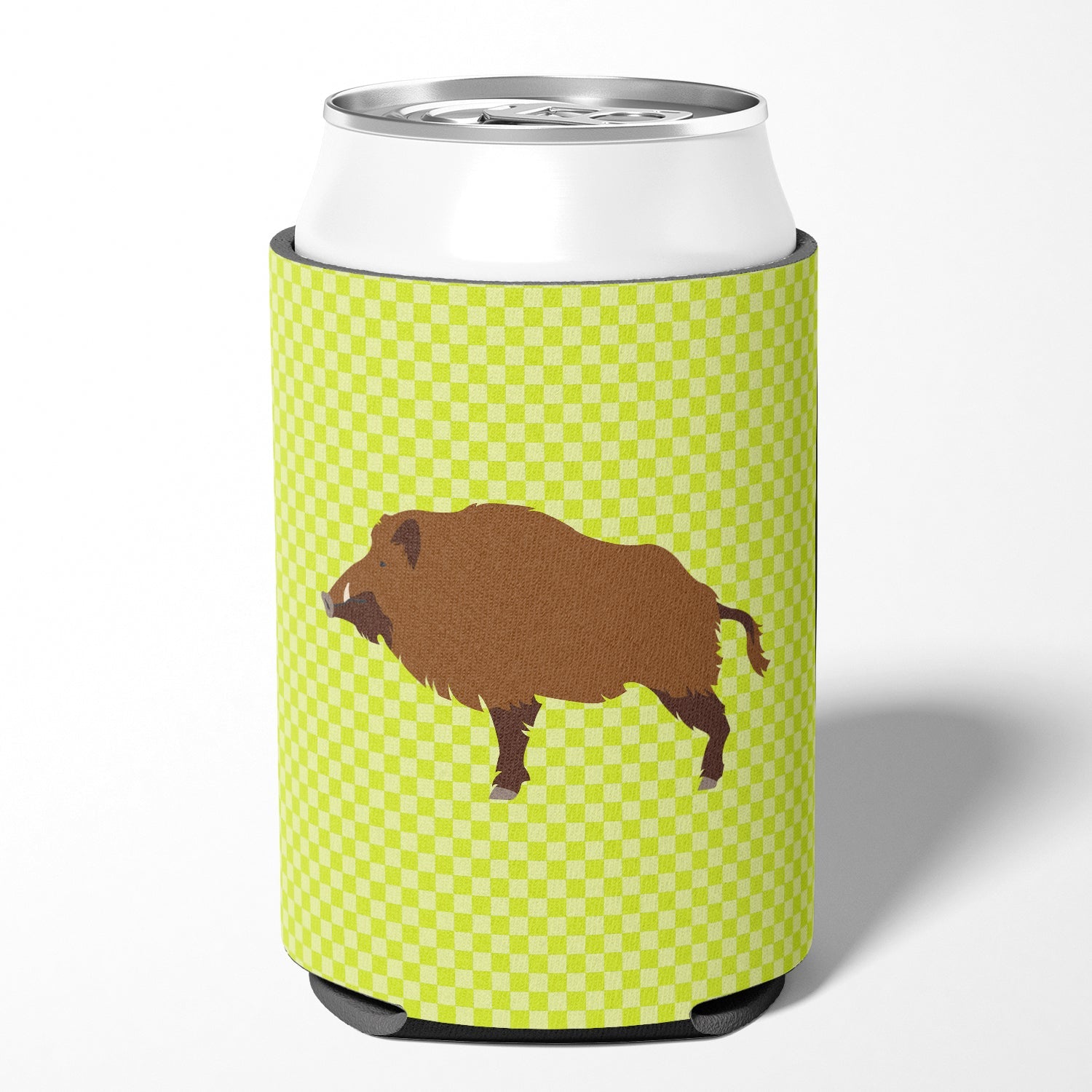 Wild Boar Pig Green Can or Bottle Hugger Cooler Sleeve for Standard 12 oz Cans, Insulated Foam Beer & Soda Can Hugger Reusable