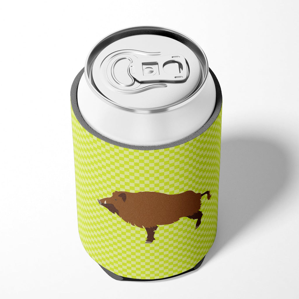 Wild Boar Pig Green Can or Bottle Hugger Cooler Sleeve for Standard 12 oz Cans, Insulated Foam Beer & Soda Can Hugger Reusable