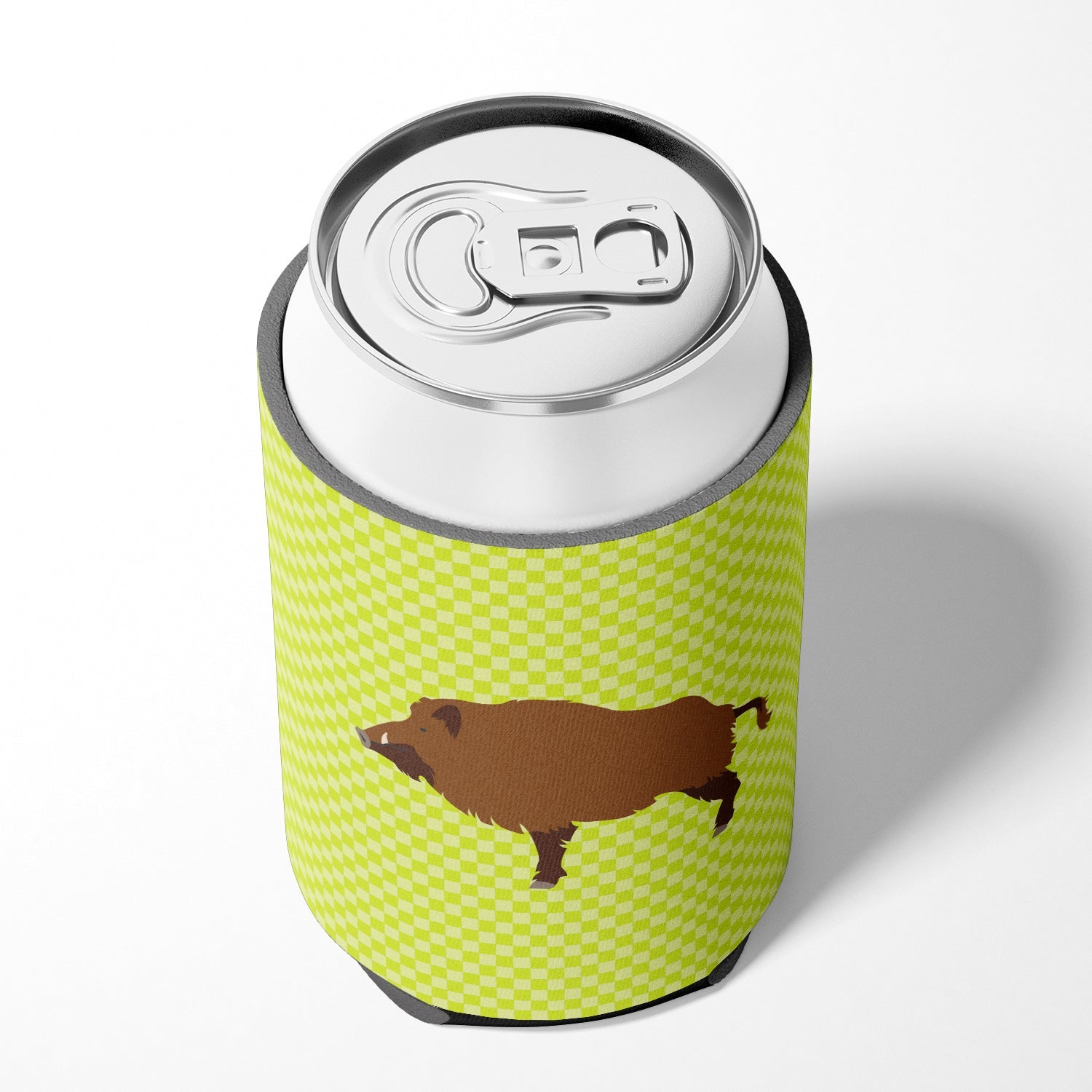 Wild Boar Pig Green Can or Bottle Hugger Cooler Sleeve for Standard 12 oz Cans, Insulated Foam Beer & Soda Can Hugger Reusable