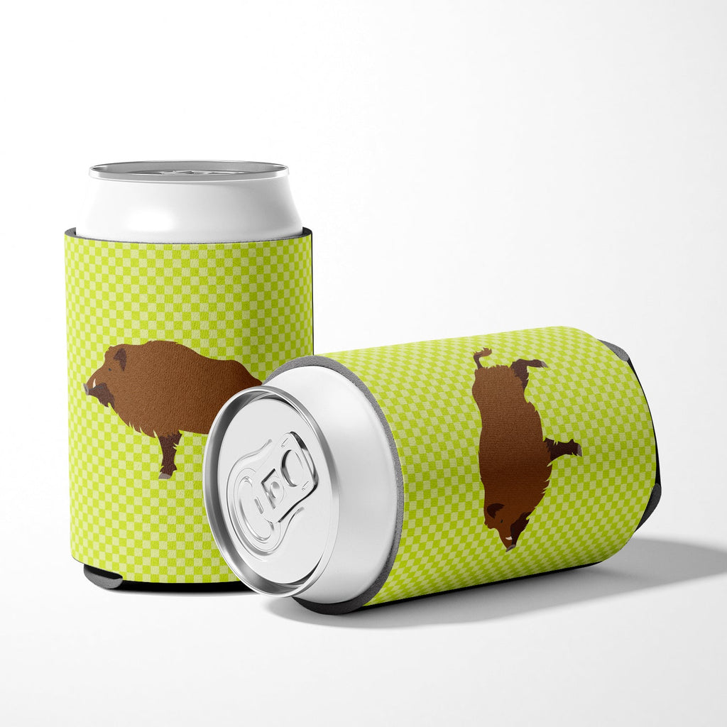 Wild Boar Pig Green Can or Bottle Hugger Cooler Sleeve for Standard 12 oz Cans, Insulated Foam Beer & Soda Can Hugger Reusable