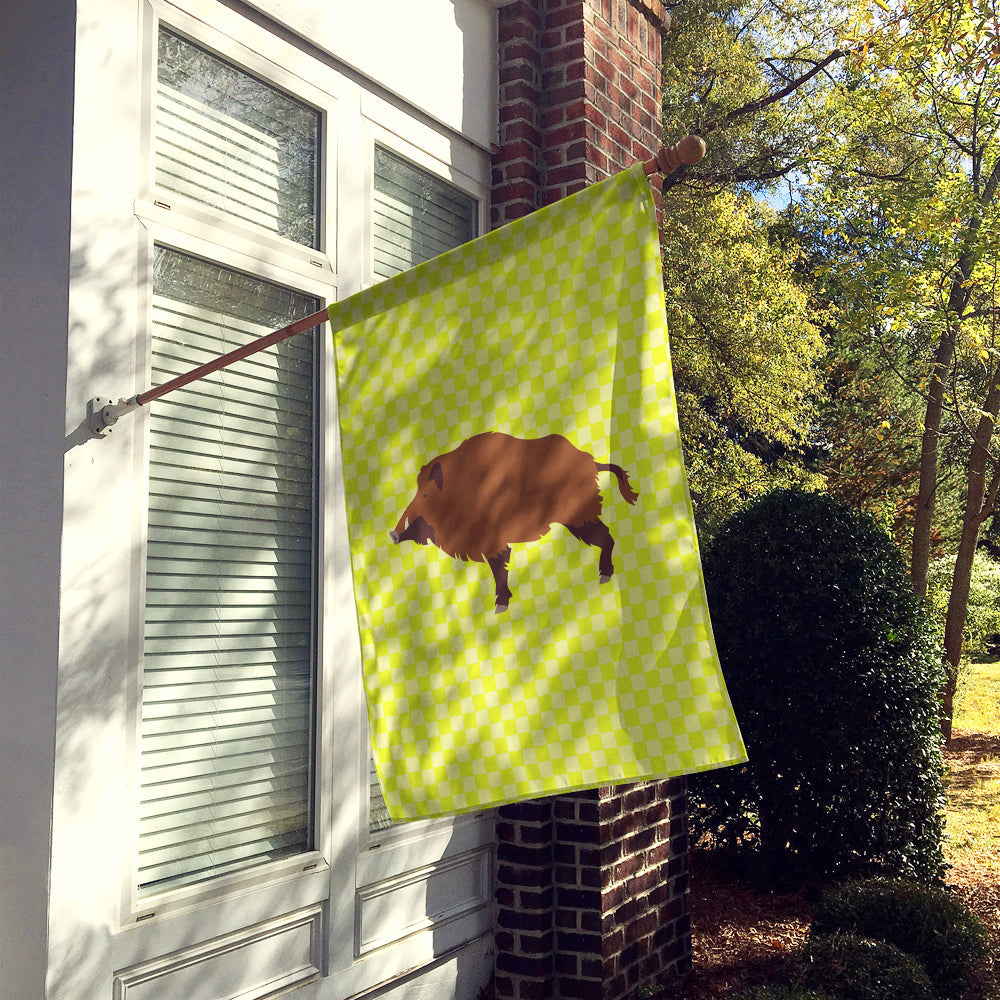 Wild Boar Pig Green House Flag 28x40 Porch Sleeve Pole Decorative Outside Yard Banner Artwork Wall Hanging, Polyester