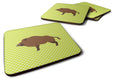 Wild Boar Pig Green Foam Coasters Set of 4 Cup Coasters for Indoor Outdoor, Tabletop Protection, Anti Slip, Mouse pad Material