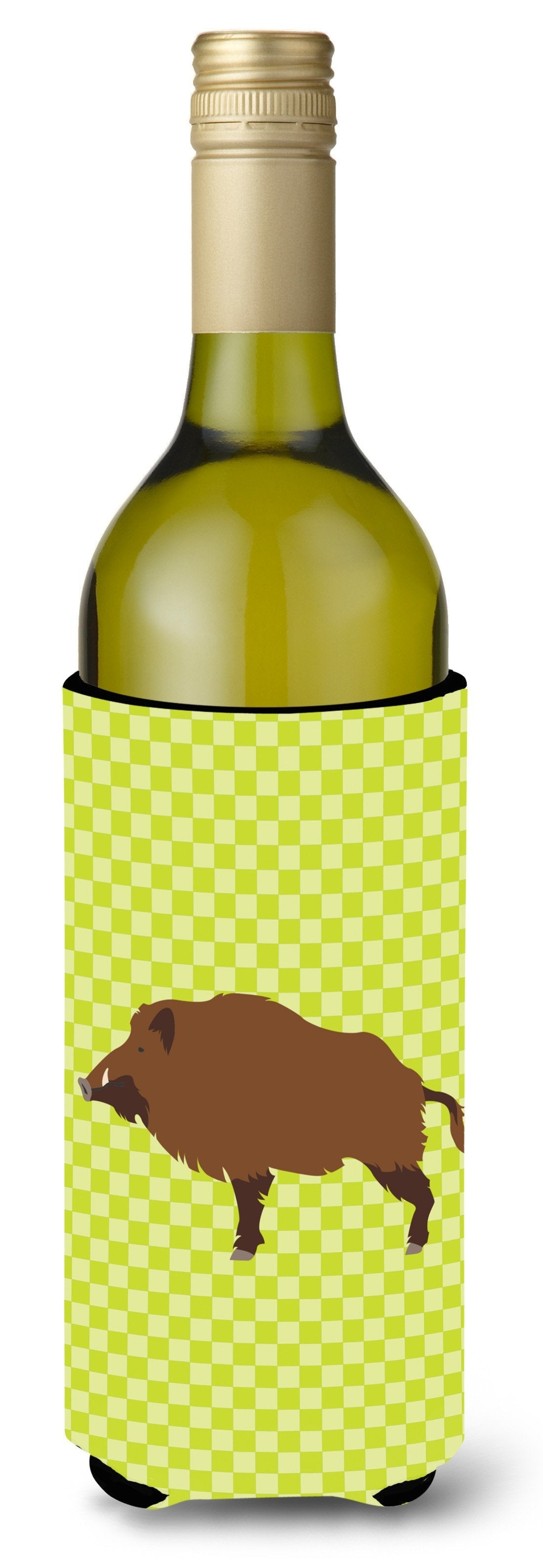 Wild Boar Pig Green Wine Bottle Hugger Gift Sleeve for Standard 750 ml Bottles, Insulated Reusable Also Fits Mini Shot & Pint Bottles