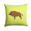 Wild Boar Pig Green Decorative Throw Pillow 14x14 Indoor Outdoor Accent Cushion, Fabric Cover with Insert for Sofa, Bed, Porch & Living Room