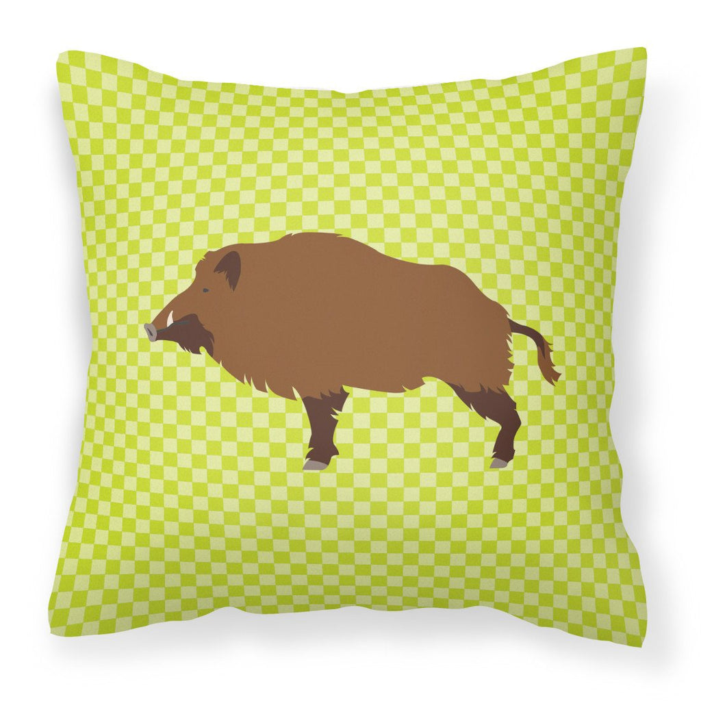 Wild Boar Pig Green Decorative Throw Pillow 18x18 Indoor Outdoor Accent Cushion, Fabric Cover with Insert for Sofa, Bed, Porch & Living Room