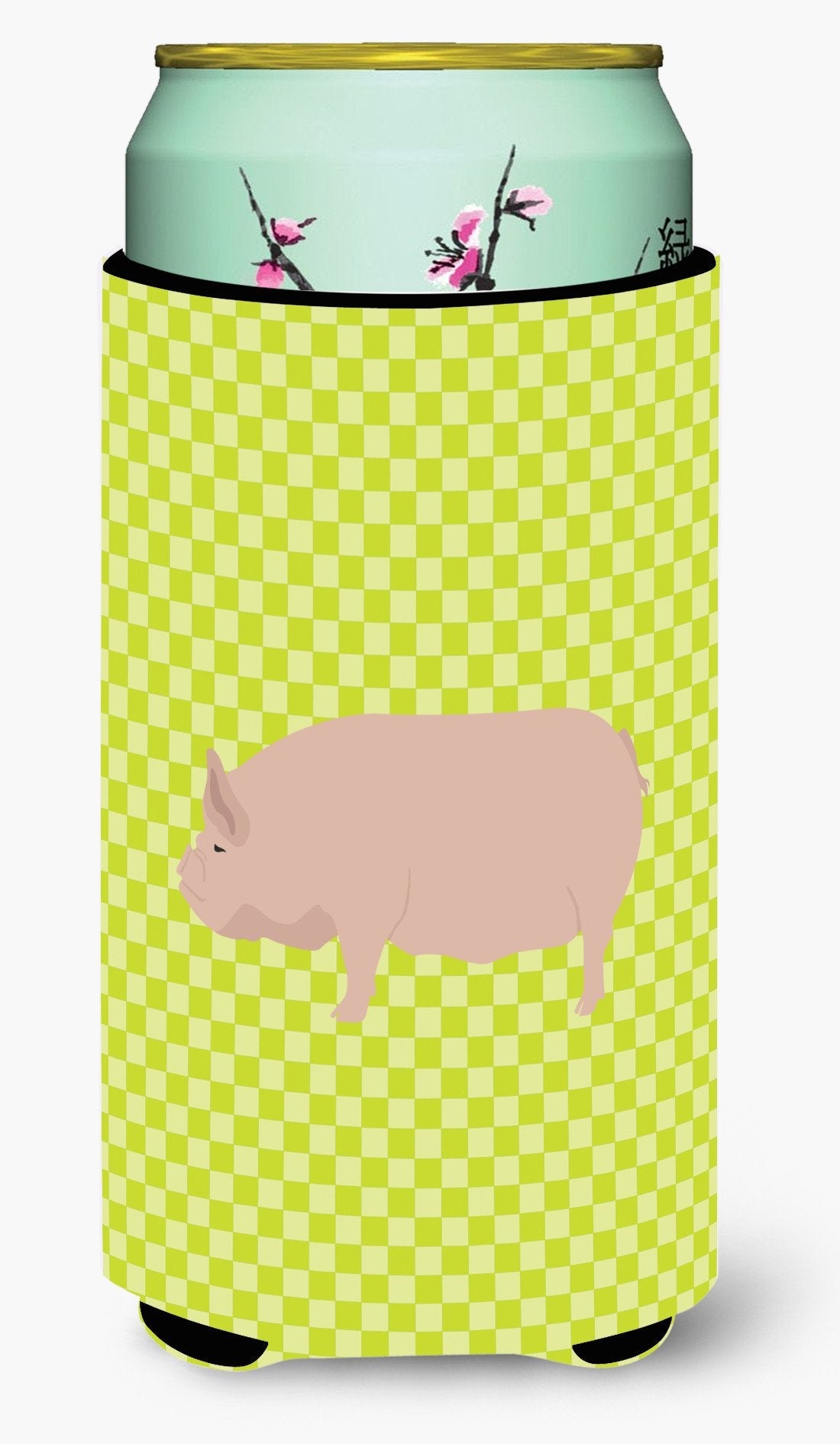 Welsh Pig Green Tall Boy Hugger Can Cooler Sleeve Machine Washable Drink Collapsible Insulator Beverage Insulated Holder