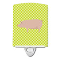 English Large White Pig Green Ceramic Night Light Compact, UL-Certified, Ideal for Bedroom, Bathroom, Nursery, Hallway, Kitchen, 6x4x3, Multicolor