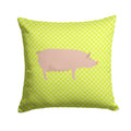 English Large White Pig Green Decorative Throw Pillow 14x14 Indoor Outdoor Accent Cushion, Fabric Cover with Insert for Sofa, Bed, Porch & Living Room