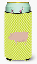 English Large White Pig Green Tall Boy Hugger Can Cooler Sleeve Machine Washable Drink Collapsible Insulator Beverage Insulated Holder