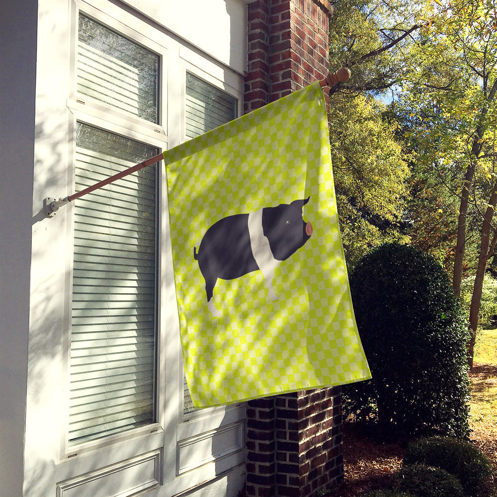 Hampshire Pig Green House Flag 28x40 Porch Sleeve Pole Decorative Outside Yard Banner Artwork Wall Hanging, Polyester