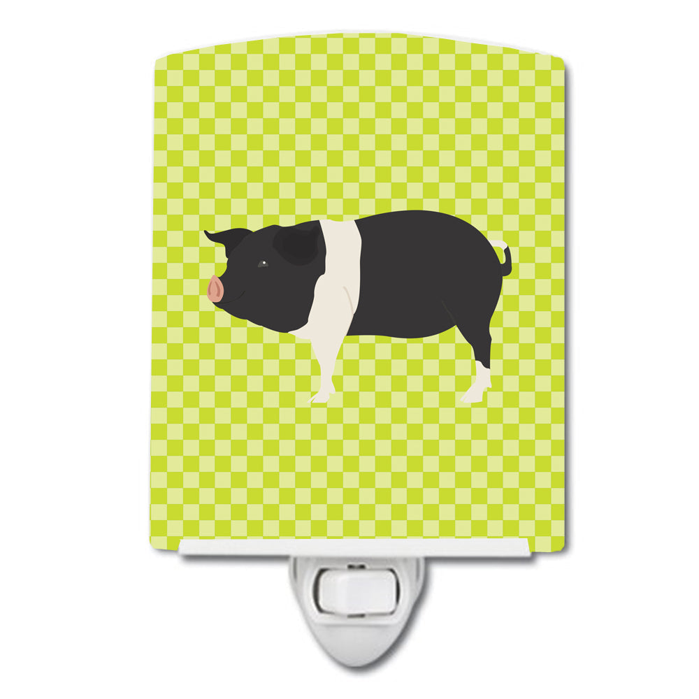 Hampshire Pig Green Ceramic Night Light Compact, UL-Certified, Ideal for Bedroom, Bathroom, Nursery, Hallway, Kitchen, 6x4x3, Multicolor
