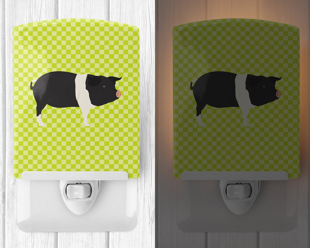 Hampshire Pig Green Ceramic Night Light Compact, UL-Certified, Ideal for Bedroom, Bathroom, Nursery, Hallway, Kitchen, 6x4x3, Multicolor