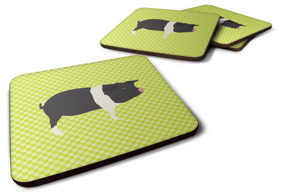 Hampshire Pig Green Foam Coasters Set of 4 Cup Coasters for Indoor Outdoor, Tabletop Protection, Anti Slip, Mouse pad Material