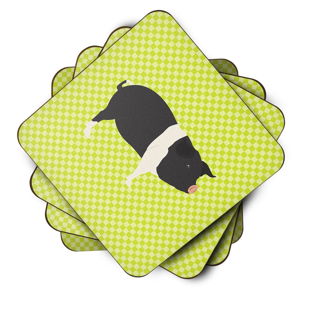 Hampshire Pig Green Foam Coasters Set of 4 Cup Coasters for Indoor Outdoor, Tabletop Protection, Anti Slip, Mouse pad Material