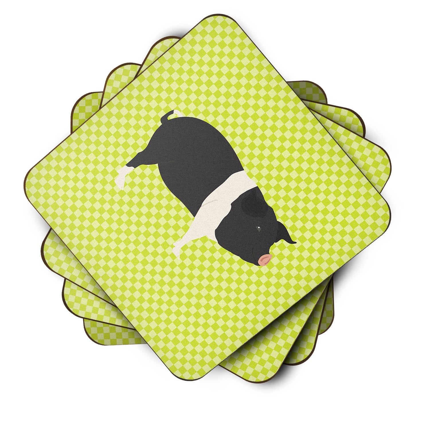 Hampshire Pig Green Foam Coasters Set of 4 Cup Coasters for Indoor Outdoor, Tabletop Protection, Anti Slip, Mouse pad Material