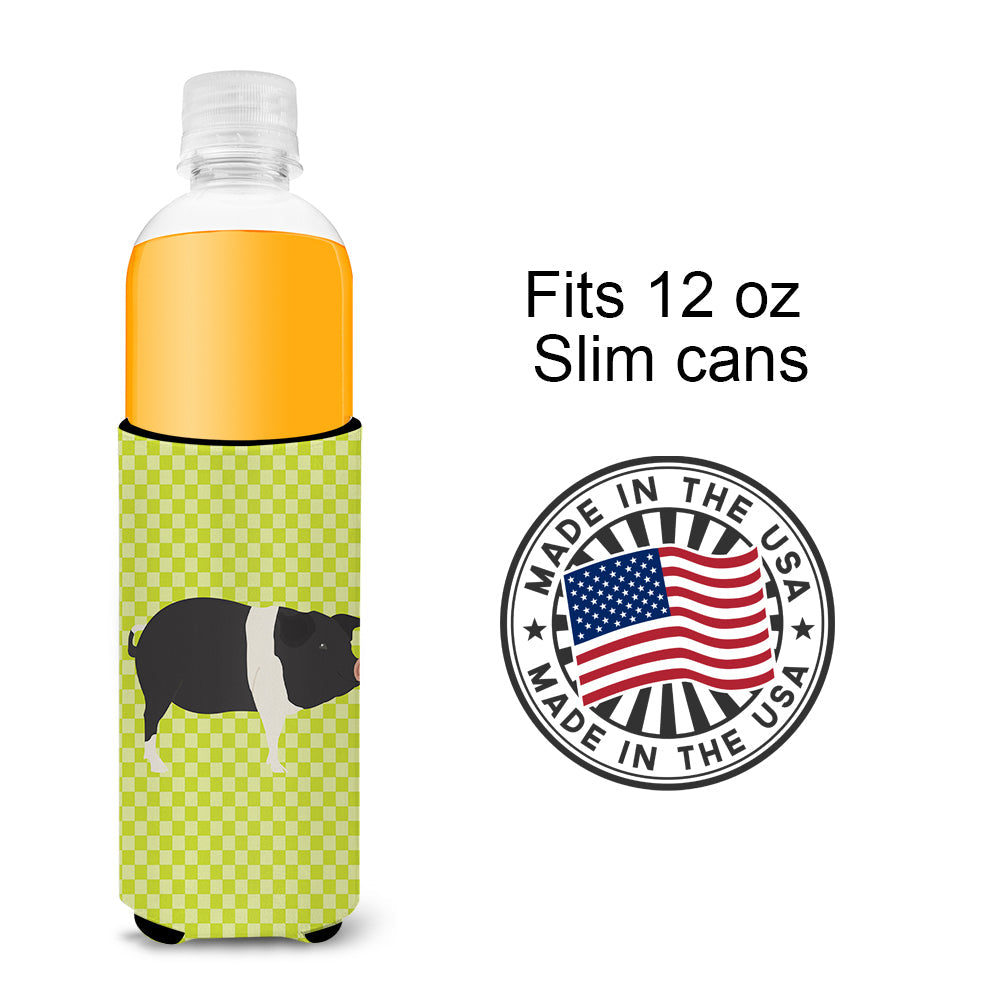 Hampshire Pig Green Slim Can Hugger , Insulated Foam Hugger for 12 oz Slim Cans, Beer Bottles & Water Bottles, Printed in USA