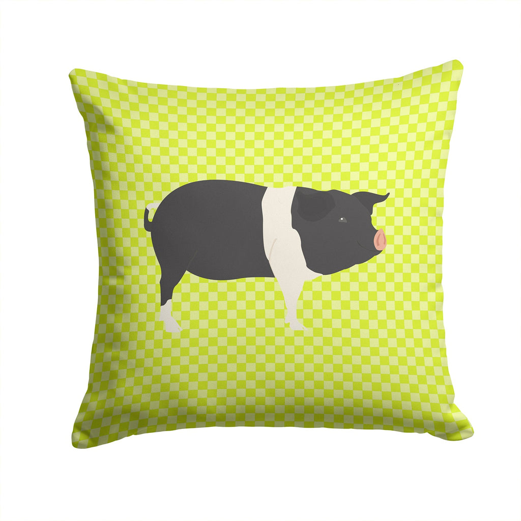 Hampshire Pig Green Decorative Throw Pillow 14x14 Indoor Outdoor Accent Cushion, Fabric Cover with Insert for Sofa, Bed, Porch & Living Room