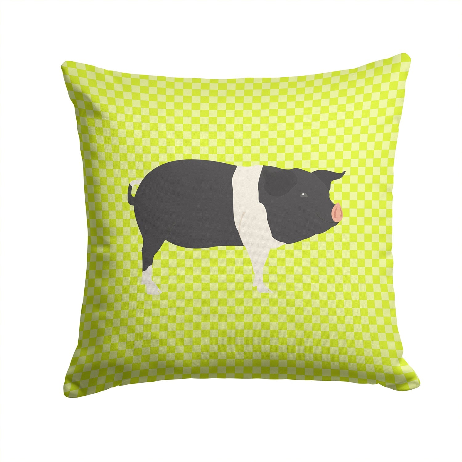 Hampshire Pig Green Decorative Throw Pillow 14x14 Indoor Outdoor Accent Cushion, Fabric Cover with Insert for Sofa, Bed, Porch & Living Room