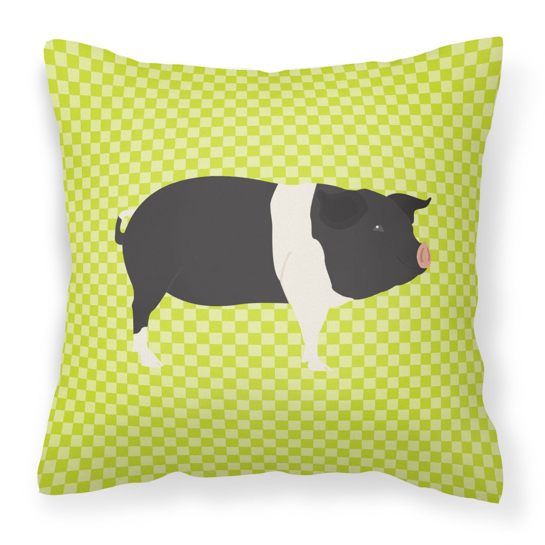 Hampshire Pig Green Decorative Throw Pillow 18x18 Indoor Outdoor Accent Cushion, Fabric Cover with Insert for Sofa, Bed, Porch & Living Room