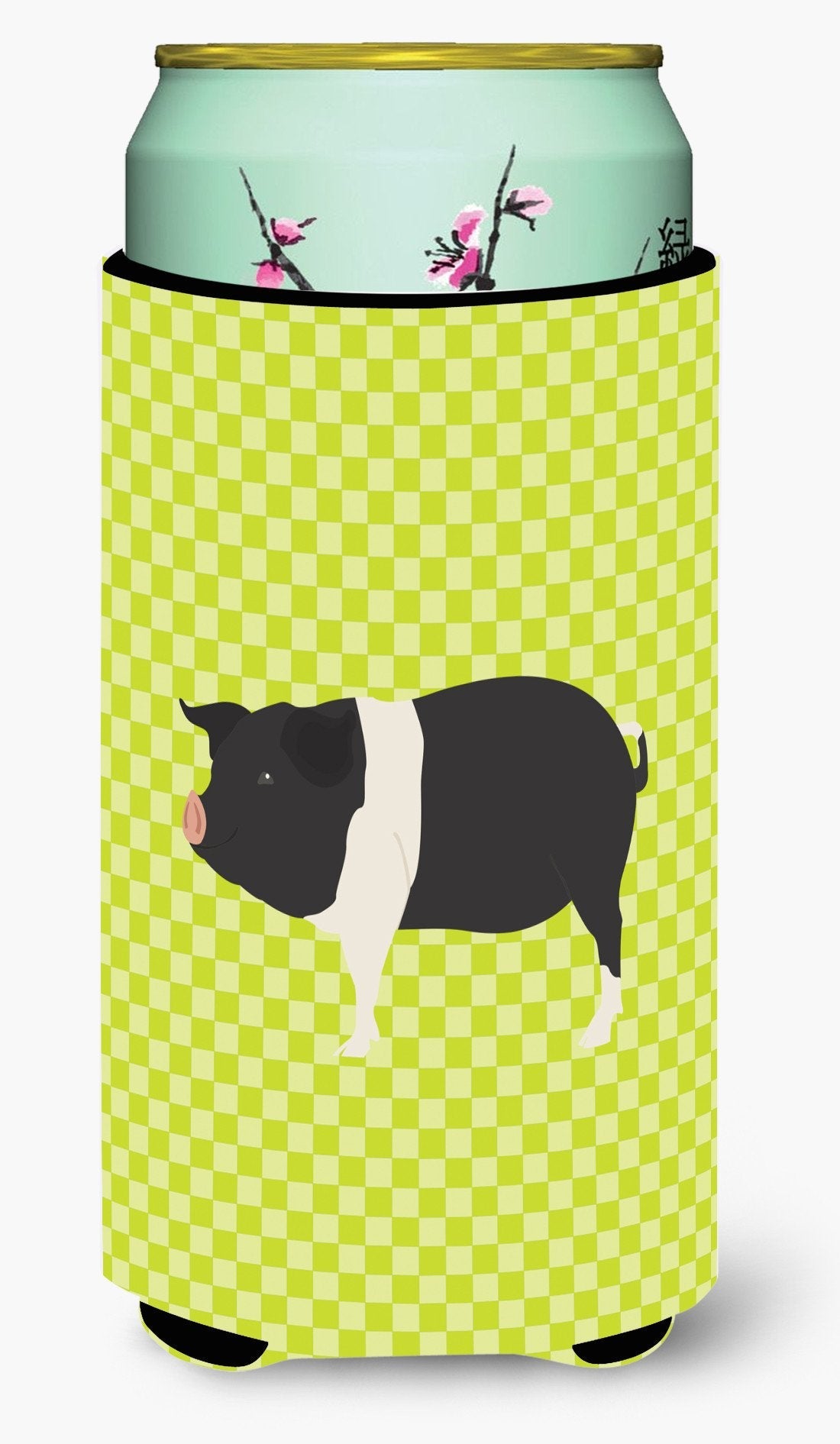 Hampshire Pig Green Tall Boy Hugger Can Cooler Sleeve Machine Washable Drink Collapsible Insulator Beverage Insulated Holder