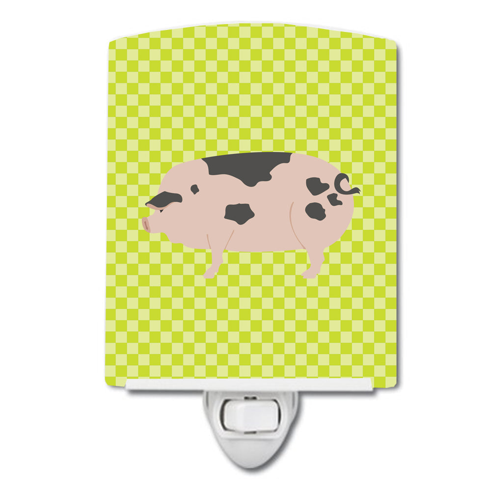 Gloucester Old Spot Pig Green Ceramic Night Light Compact, UL-Certified, Ideal for Bedroom, Bathroom, Nursery, Hallway, Kitchen, 6x4x3, Multicolor