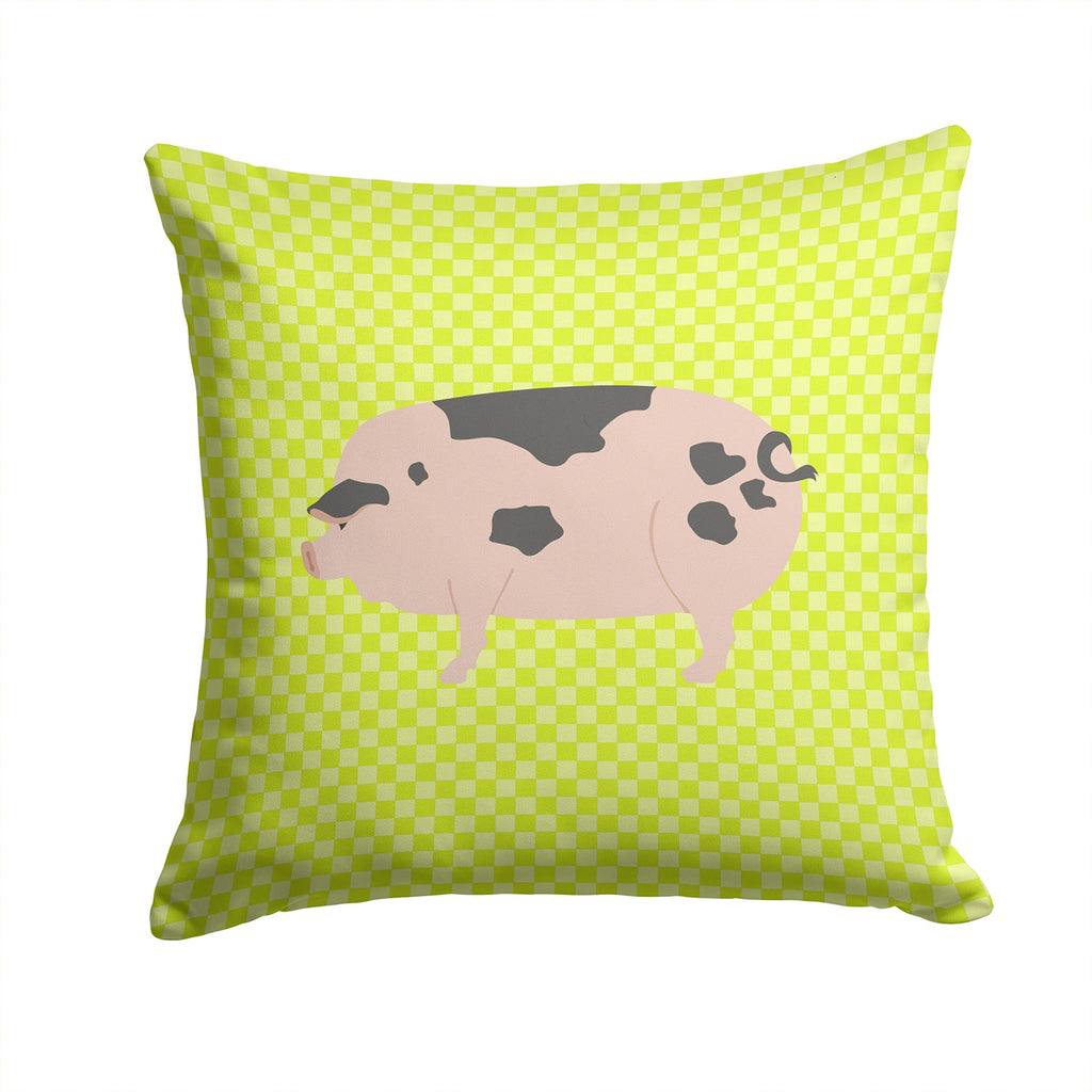 Gloucester Old Spot Pig Green Decorative Throw Pillow 14x14 Indoor Outdoor Accent Cushion, Fabric Cover with Insert for Sofa, Bed, Porch & Living Room