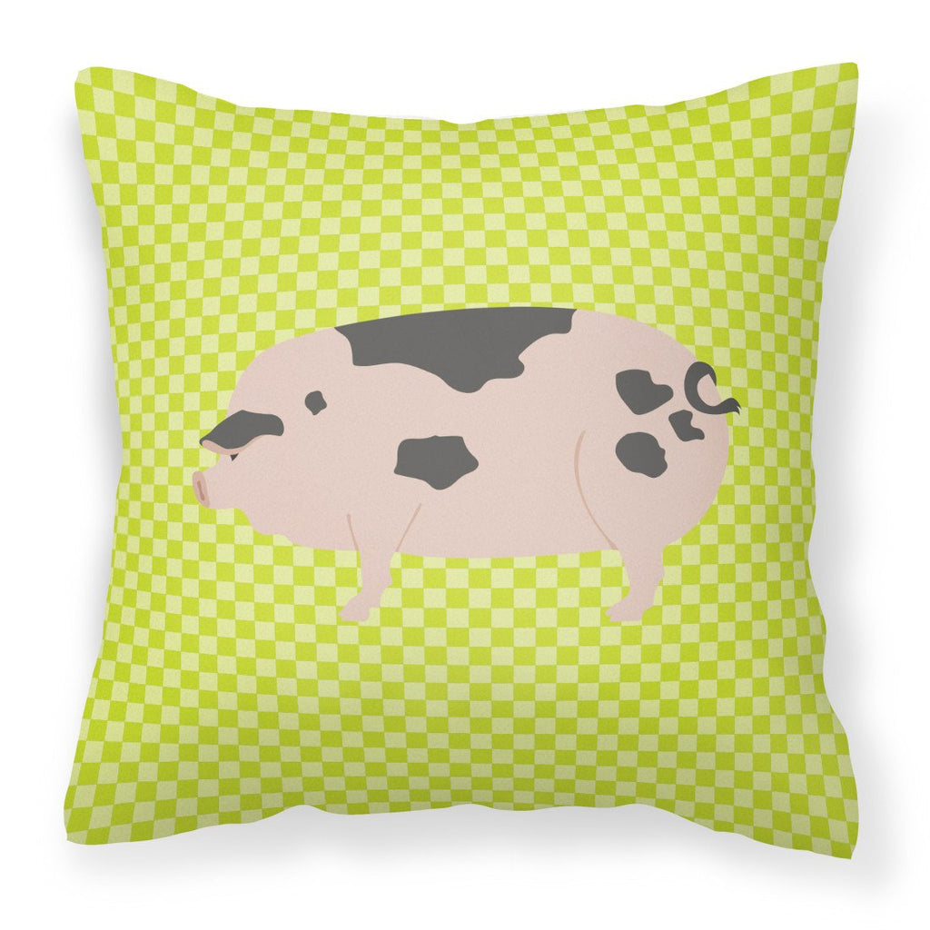 Gloucester Old Spot Pig Green Decorative Throw Pillow 18x18 Indoor Outdoor Accent Cushion, Fabric Cover with Insert for Sofa, Bed, Porch & Living Room