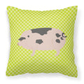Gloucester Old Spot Pig Green Decorative Throw Pillow 18x18 Indoor Outdoor Accent Cushion, Fabric Cover with Insert for Sofa, Bed, Porch & Living Room