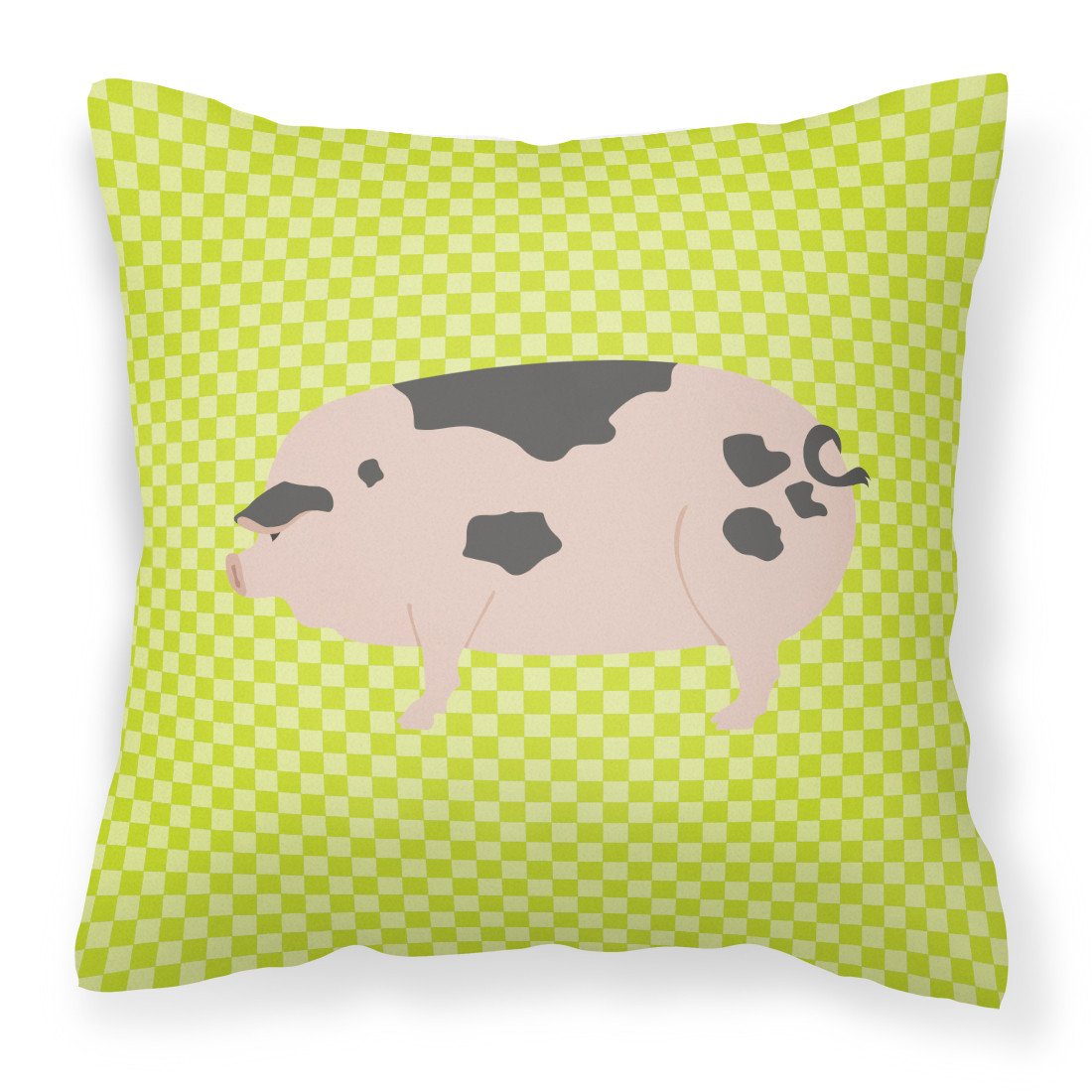Gloucester Old Spot Pig Green Decorative Throw Pillow 18x18 Indoor Outdoor Accent Cushion, Fabric Cover with Insert for Sofa, Bed, Porch & Living Room