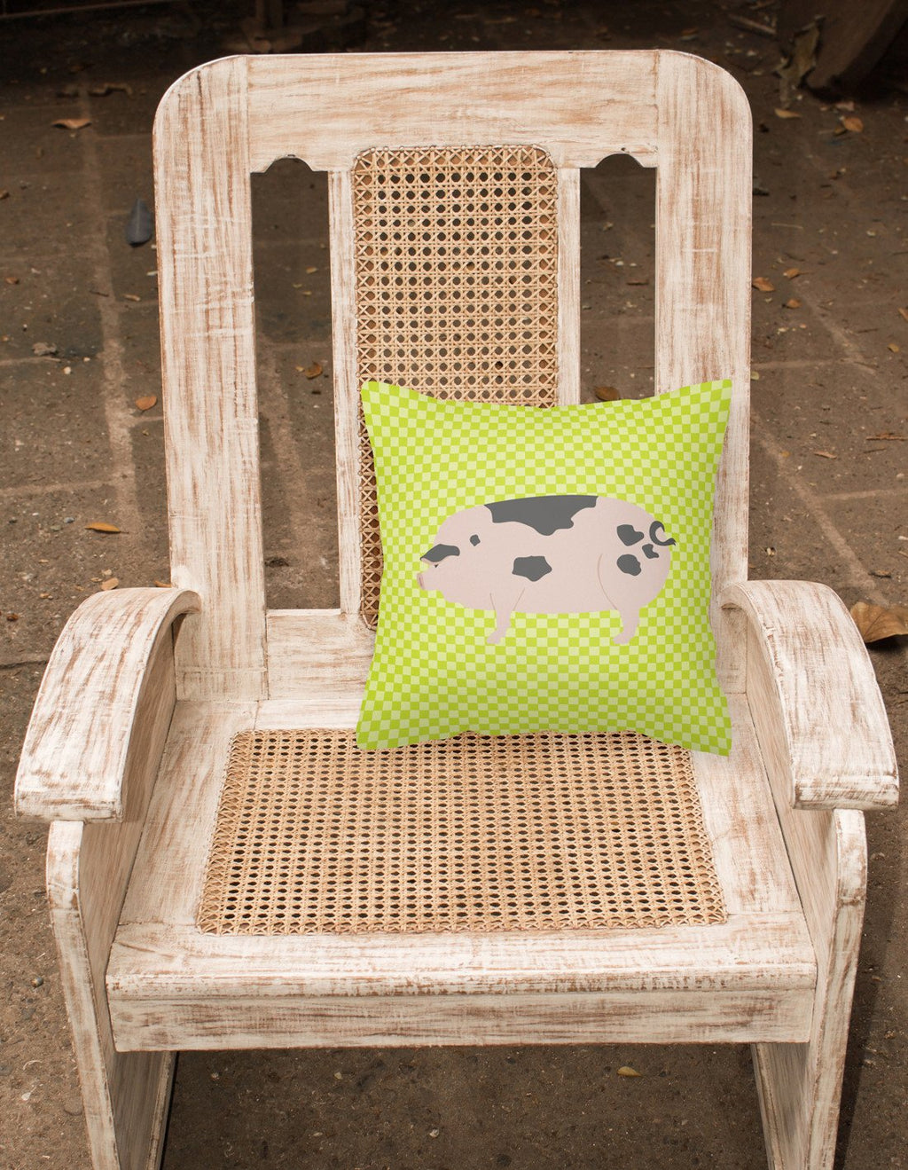 Gloucester Old Spot Pig Green Decorative Throw Pillow 18x18 Indoor Outdoor Accent Cushion, Fabric Cover with Insert for Sofa, Bed, Porch & Living Room