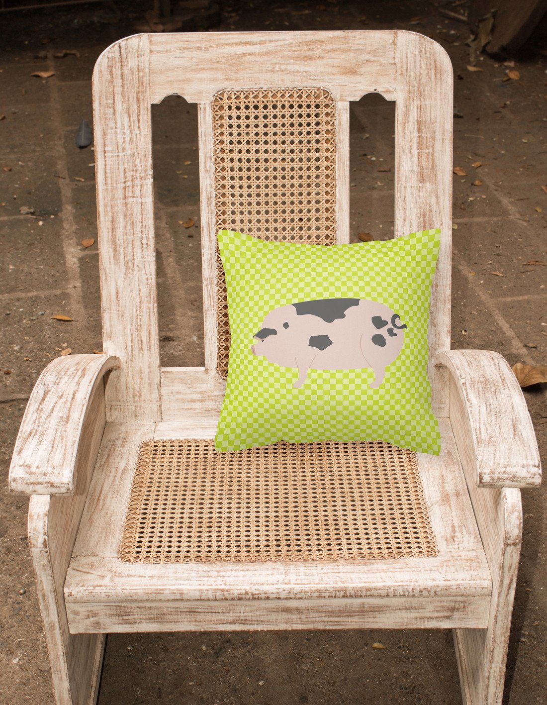 Gloucester Old Spot Pig Green Decorative Throw Pillow 18x18 Indoor Outdoor Accent Cushion, Fabric Cover with Insert for Sofa, Bed, Porch & Living Room