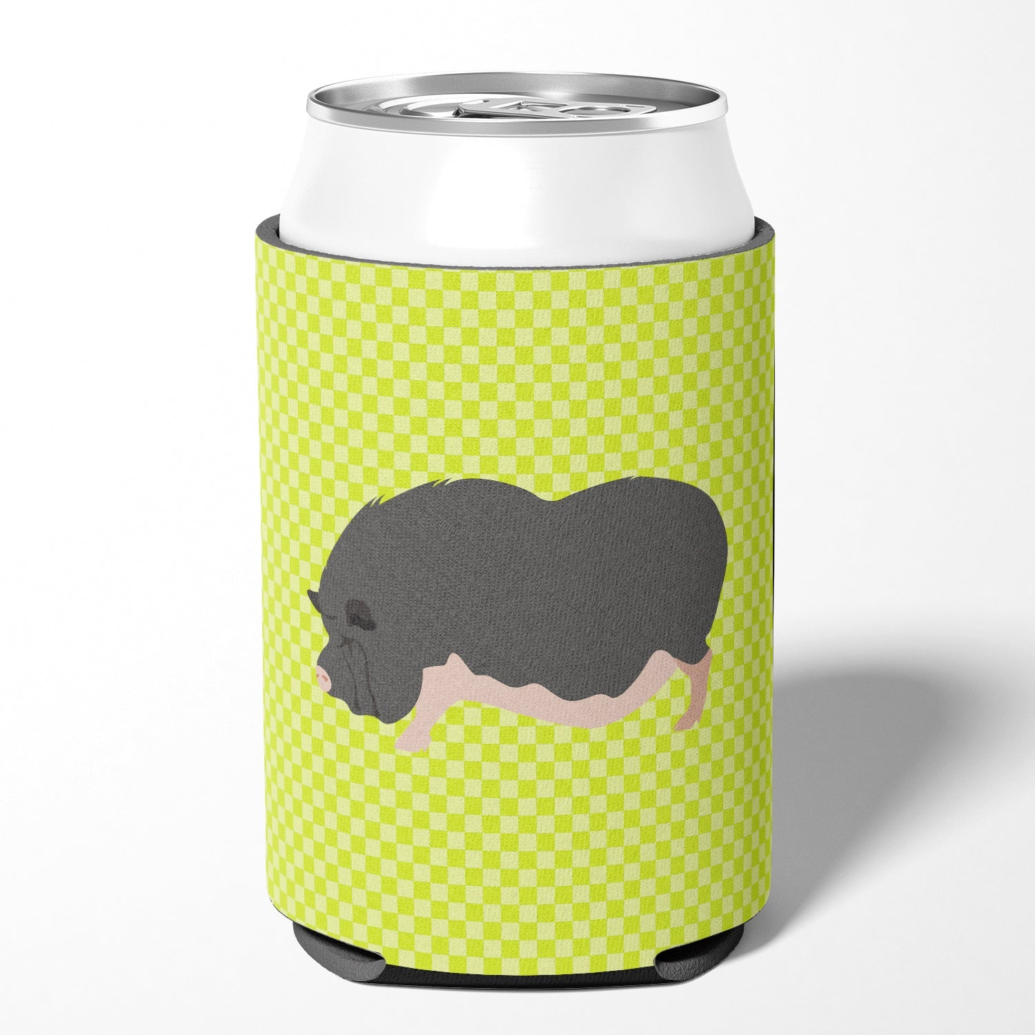 Vietnamese Pot-Bellied Pig Green Can or Bottle Hugger Cooler Sleeve for Standard 12 oz Cans, Insulated Foam Beer & Soda Can Hugger Reusable