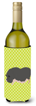 Vietnamese Pot-Bellied Pig Green Wine Bottle Hugger Gift Sleeve for Standard 750 ml Bottles, Insulated Reusable Also Fits Mini Shot & Pint Bottles