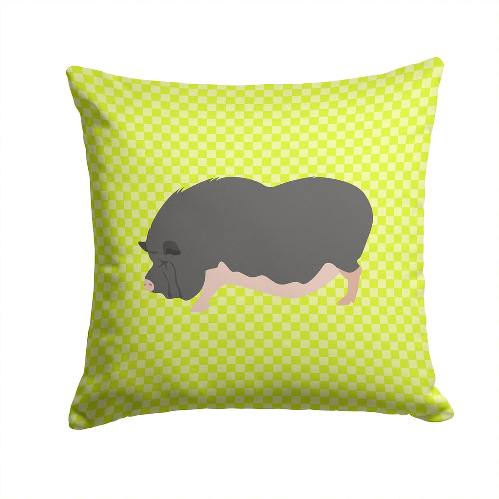 Vietnamese Pot-Bellied Pig Green Decorative Throw Pillow 14x14 Indoor Outdoor Accent Cushion, Fabric Cover with Insert for Sofa, Bed, Porch & Living Room