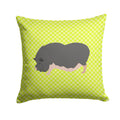 Vietnamese Pot-Bellied Pig Green Decorative Throw Pillow 14x14 Indoor Outdoor Accent Cushion, Fabric Cover with Insert for Sofa, Bed, Porch & Living Room
