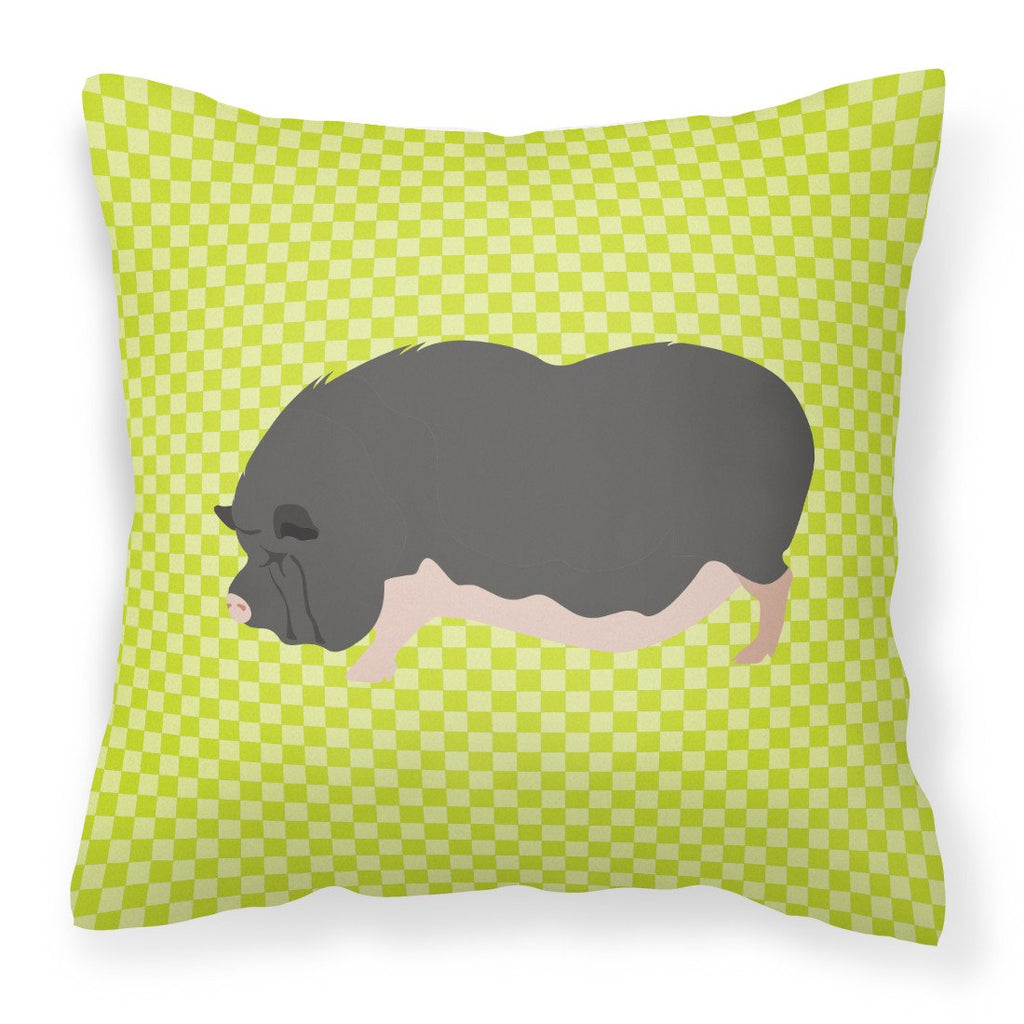Vietnamese Pot-Bellied Pig Green Decorative Throw Pillow 18x18 Indoor Outdoor Accent Cushion, Fabric Cover with Insert for Sofa, Bed, Porch & Living Room