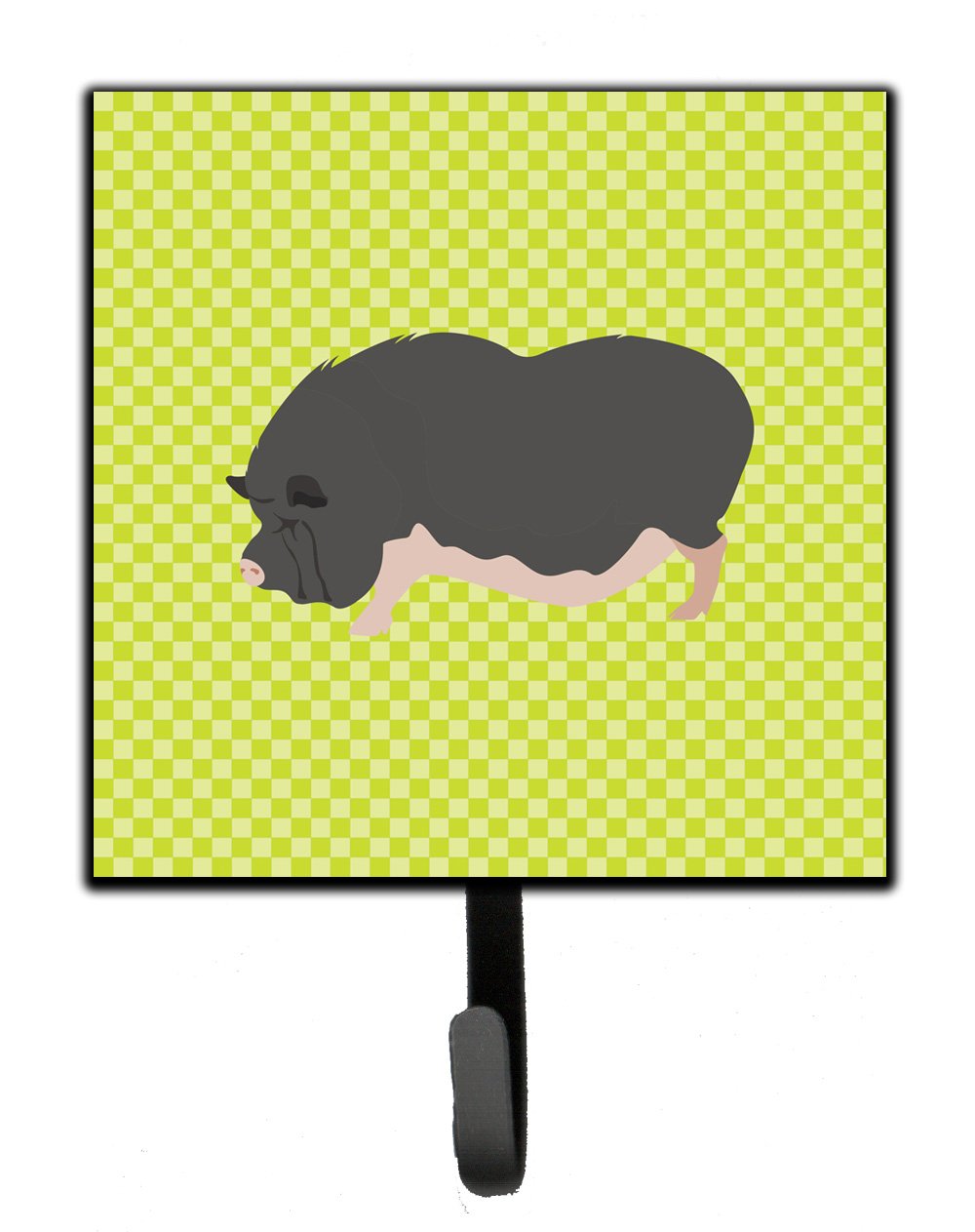 Vietnamese Pot-Bellied Pig Green Leash or Key Holder Wall Hooks, Key Hooks Holder, Coat Rack Wall Mount, Coat Hooks, Hooks for Hanging Keys, Towels, Aprons, Leashes