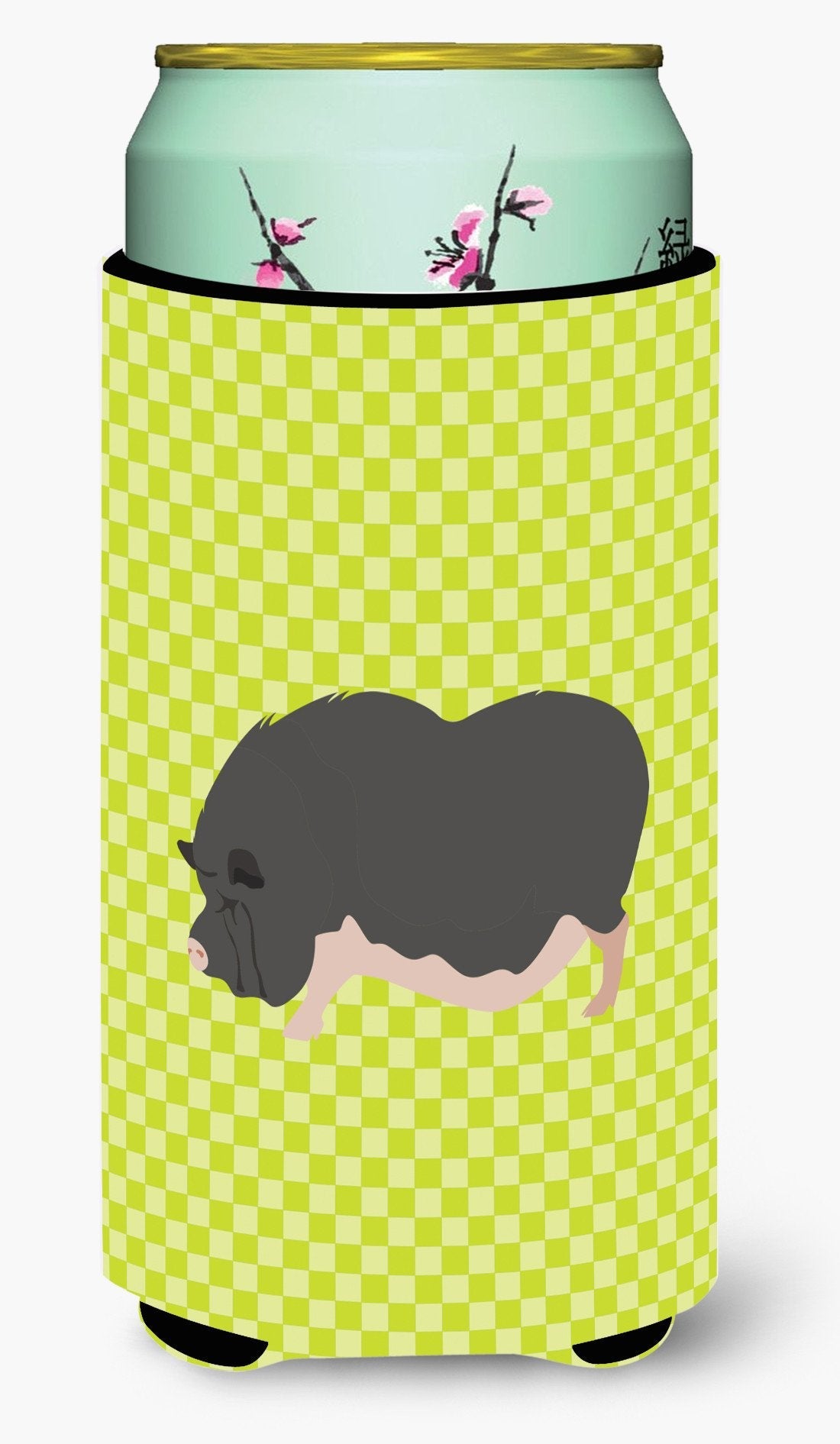 Vietnamese Pot-Bellied Pig Green Tall Boy Hugger Can Cooler Sleeve Machine Washable Drink Collapsible Insulator Beverage Insulated Holder