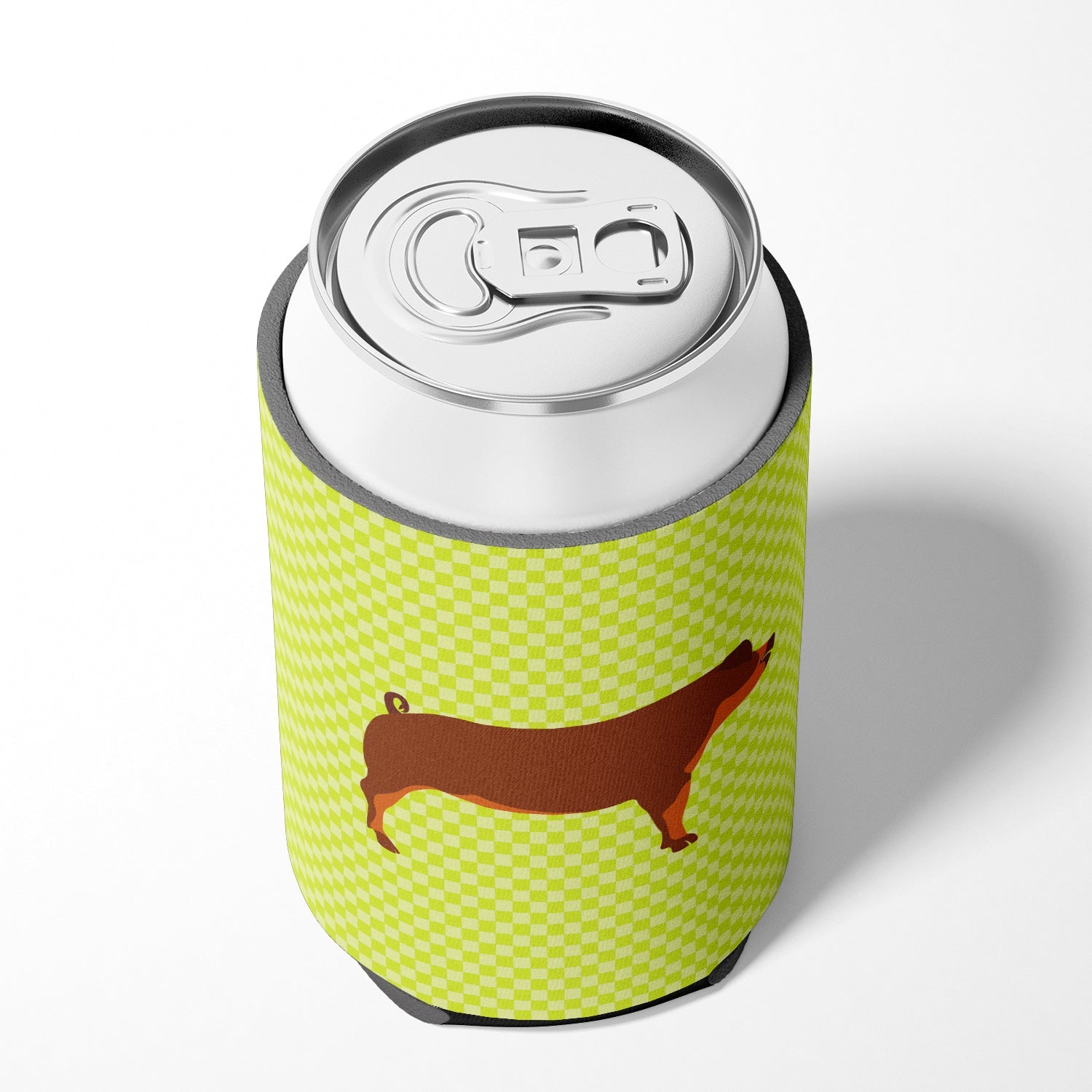 Duroc Pig Green Can or Bottle Hugger Cooler Sleeve for Standard 12 oz Cans, Insulated Foam Beer & Soda Can Hugger Reusable