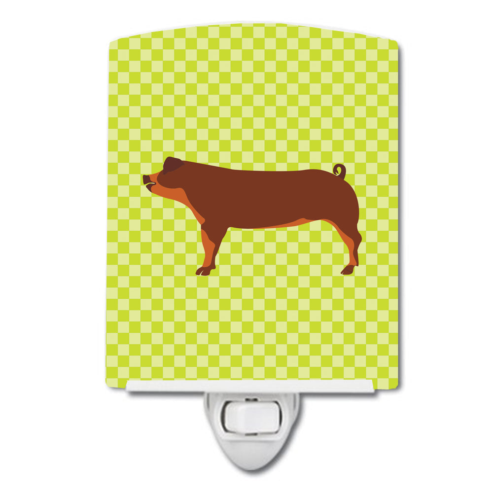 Duroc Pig Green Ceramic Night Light Compact, UL-Certified, Ideal for Bedroom, Bathroom, Nursery, Hallway, Kitchen, 6x4x3, Multicolor