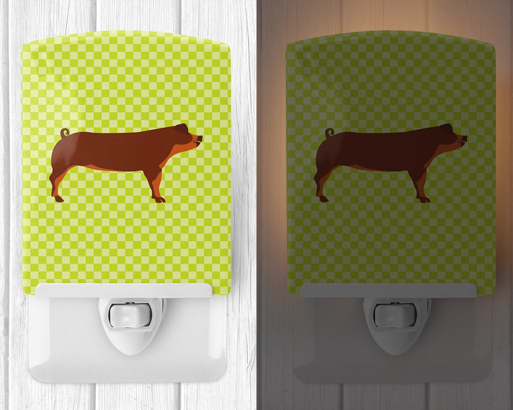 Duroc Pig Green Ceramic Night Light Compact, UL-Certified, Ideal for Bedroom, Bathroom, Nursery, Hallway, Kitchen, 6x4x3, Multicolor