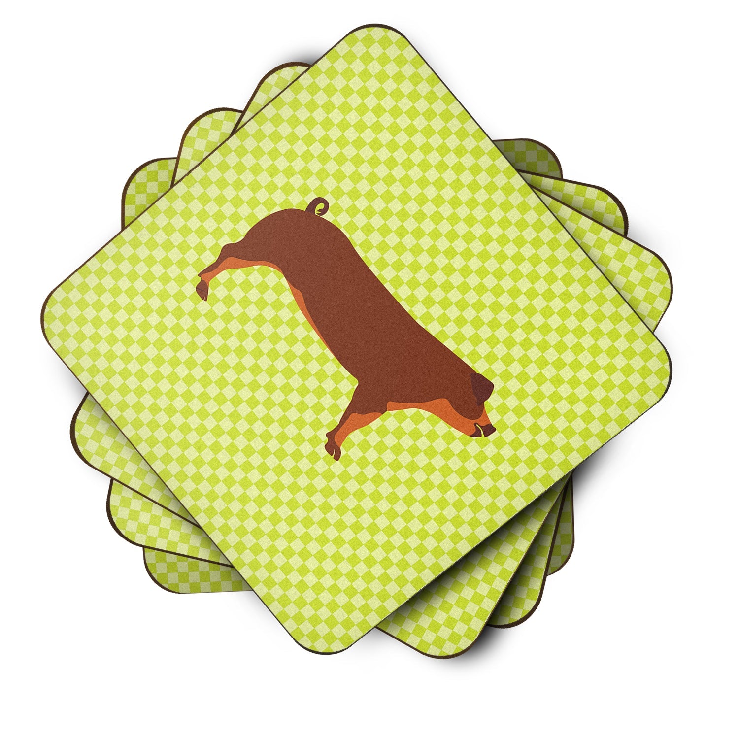 Duroc Pig Green Foam Coasters Set of 4 Cup Coasters for Indoor Outdoor, Tabletop Protection, Anti Slip, Mouse pad Material