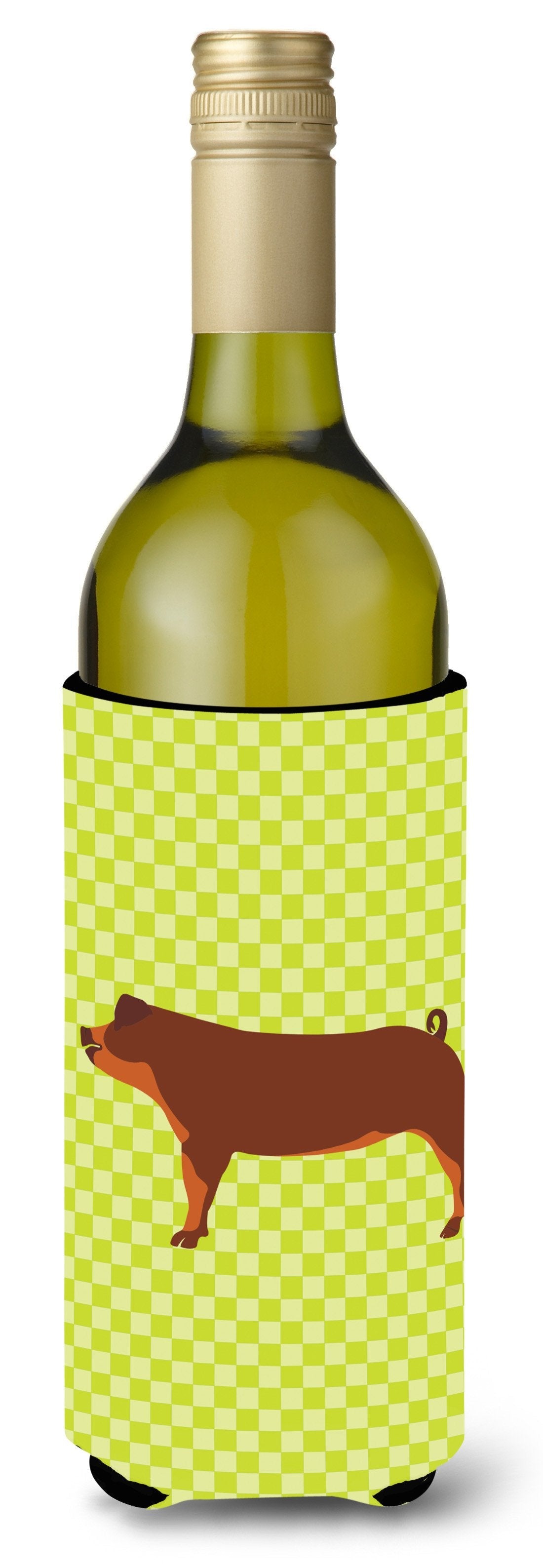 Duroc Pig Green Wine Bottle Hugger Gift Sleeve for Standard 750 ml Bottles, Insulated Reusable Also Fits Mini Shot & Pint Bottles