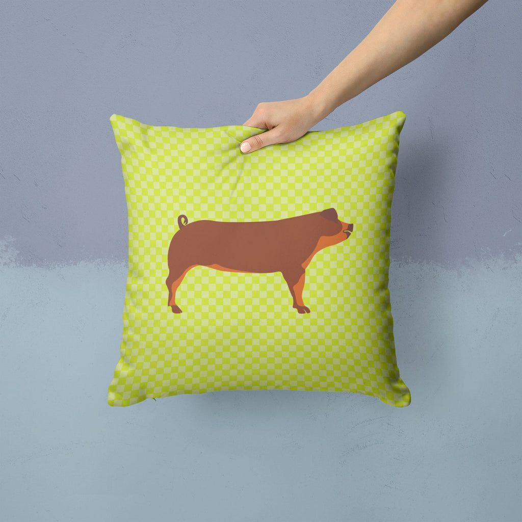 Duroc Pig Green Decorative Throw Pillow 14x14 Indoor Outdoor Accent Cushion, Fabric Cover with Insert for Sofa, Bed, Porch & Living Room