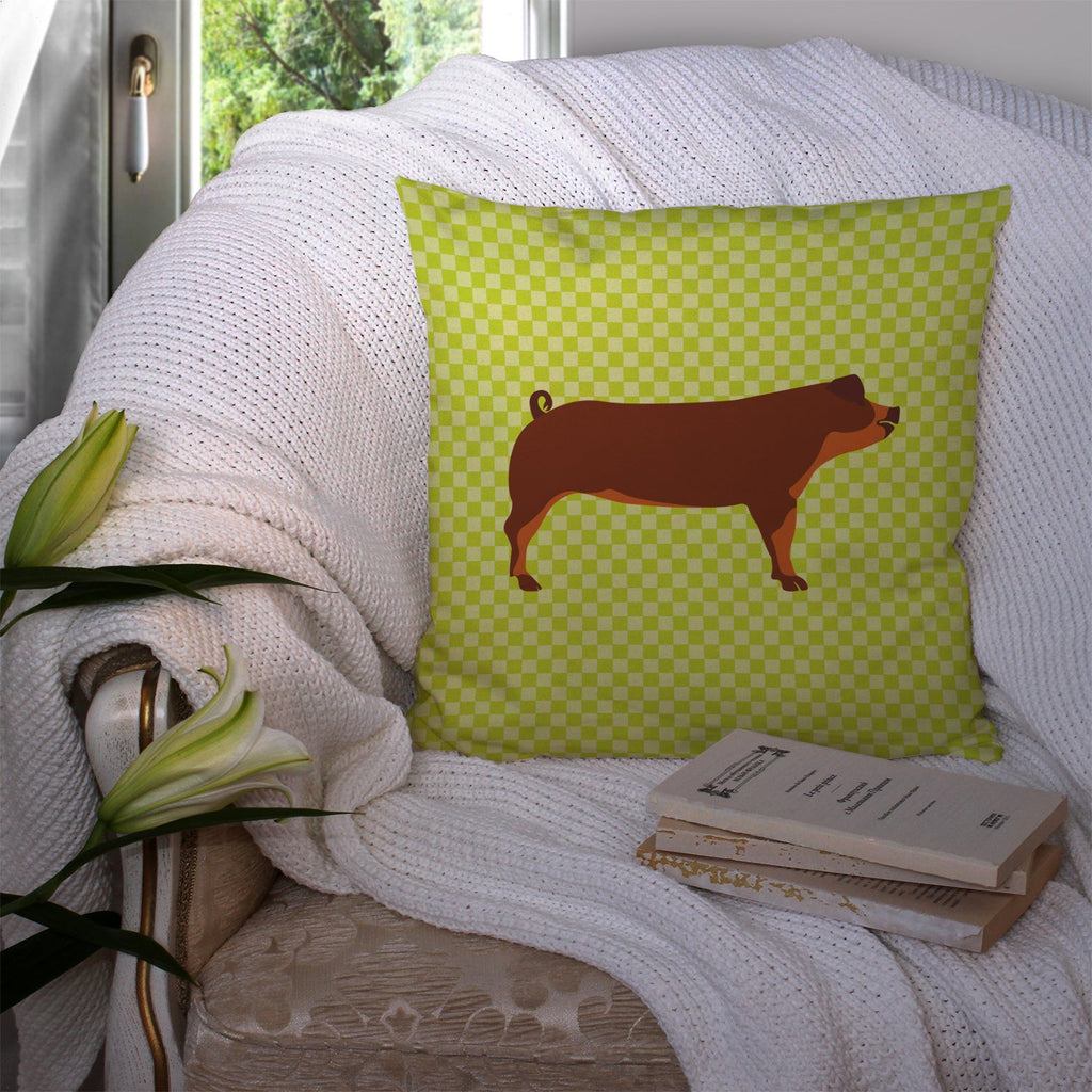 Duroc Pig Green Decorative Throw Pillow 14x14 Indoor Outdoor Accent Cushion, Fabric Cover with Insert for Sofa, Bed, Porch & Living Room
