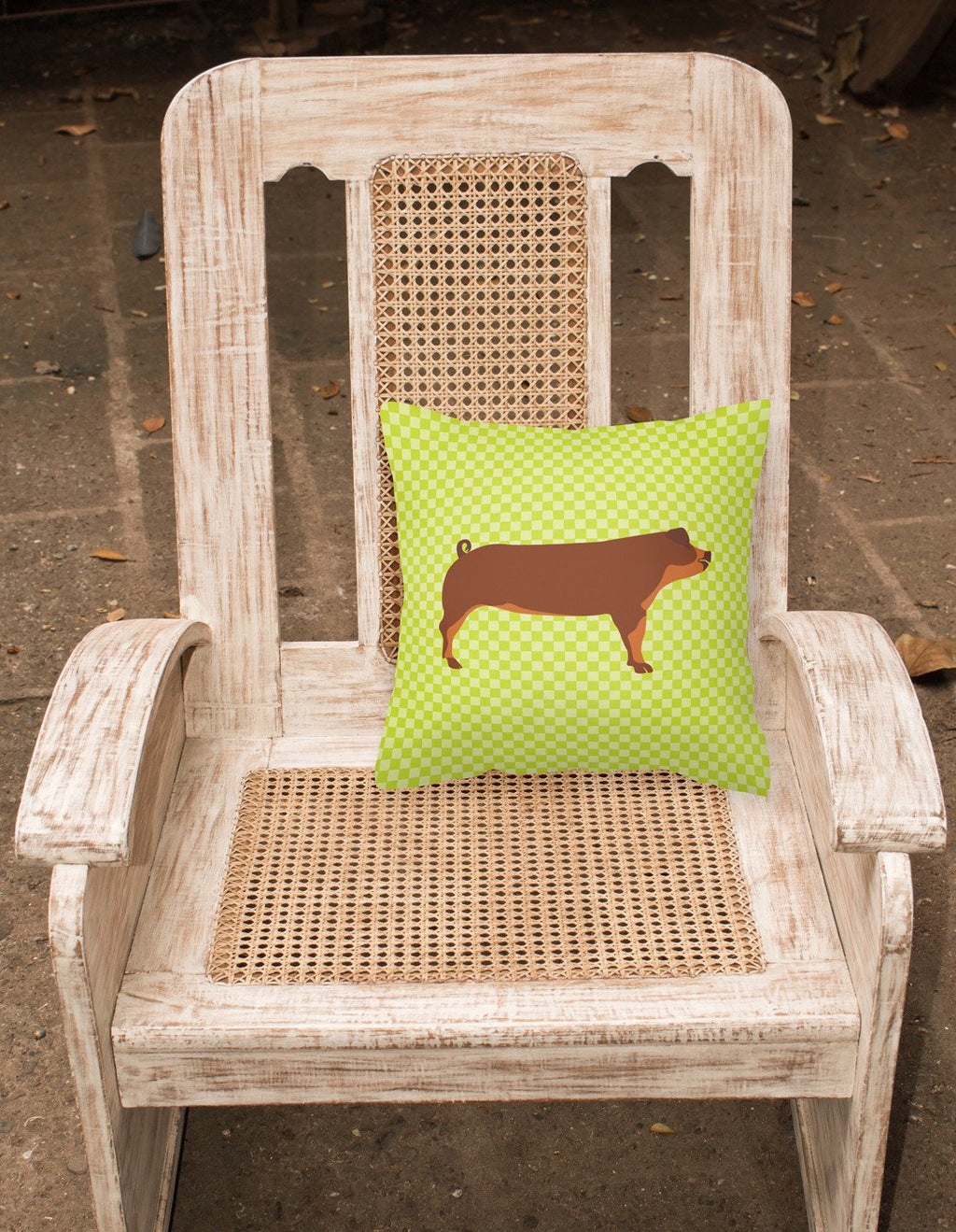 Duroc Pig Green Decorative Throw Pillow 18x18 Indoor Outdoor Accent Cushion, Fabric Cover with Insert for Sofa, Bed, Porch & Living Room